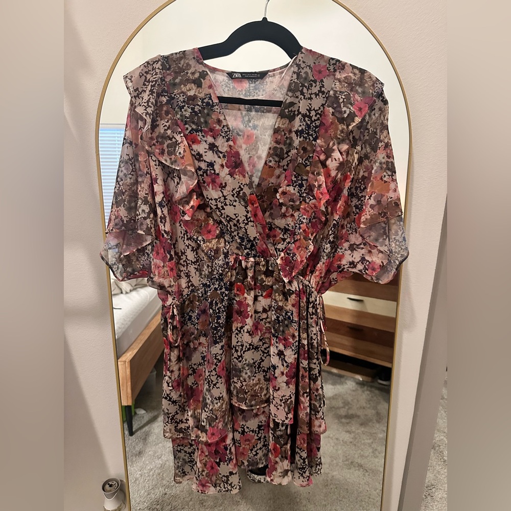 ZARA Multicolor Floral Ruffle Dress – Size S - Picture 6 of 6